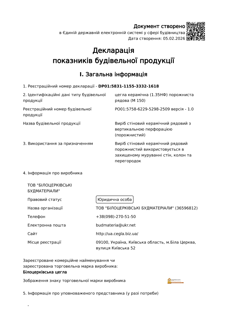Декларація показників будівельної продукції